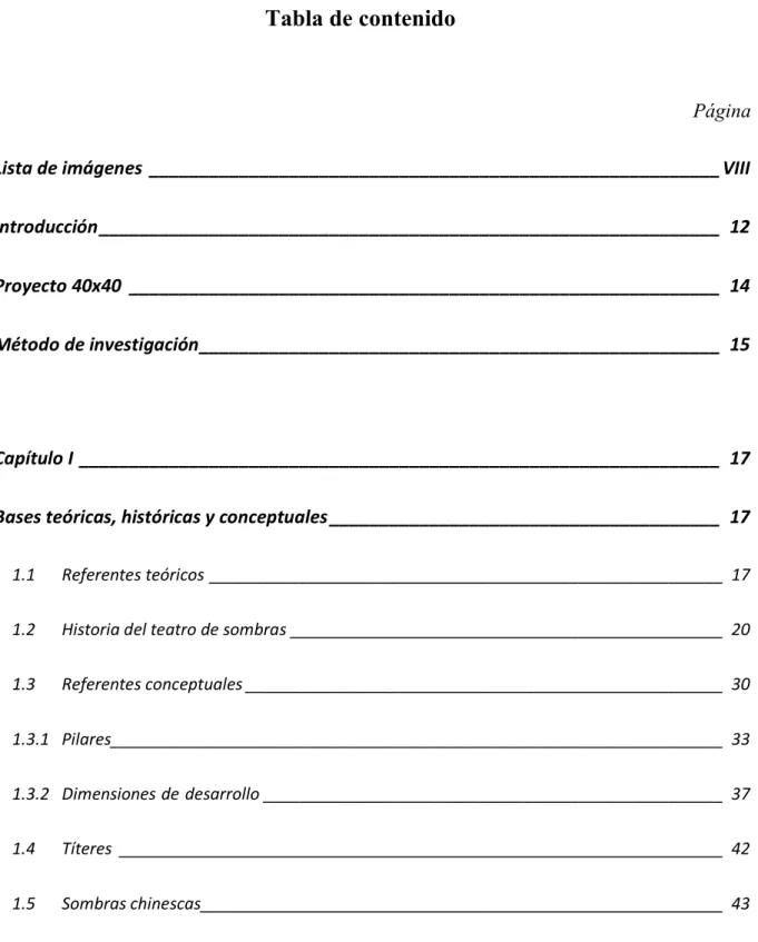 Tabla de contenido  