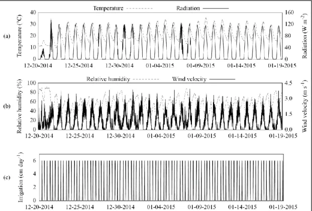 Figure 2-5: Meteorological and irrigation data used to drive the numerical simulations: 