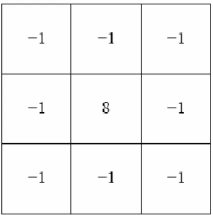 Figura 2.1: Máscara 3 X 3.                     Figura 2.2: Máscara usada para la 