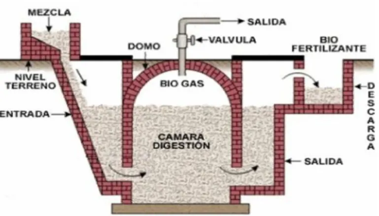 Figura 1.4 Esquema general de un biodigestor.