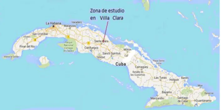 Figura 2.1 Localización geográfica de la zona de estudio en Google Maps 
