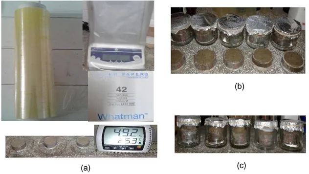 Figura 2.2 (a) Utensilios empleados para medir la succión en el laboratorio con papel de filtro; 