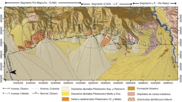 Figura 1.3. Geología Falla San Ramón. (Fuente: Rauld 2011)  