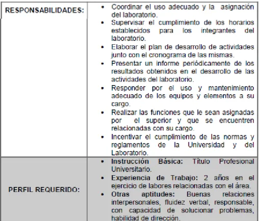 Tabla 3. Descripción del cargo de Director Científico. 