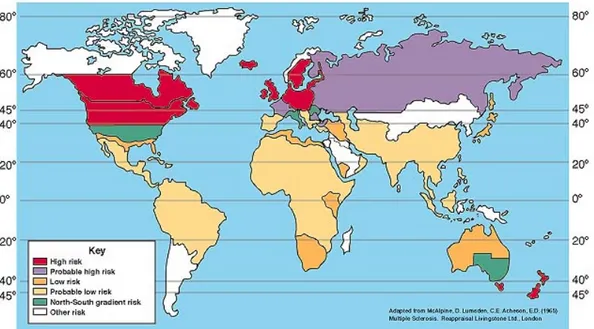 Fig. 1. Distribución Mundial de la EM. 