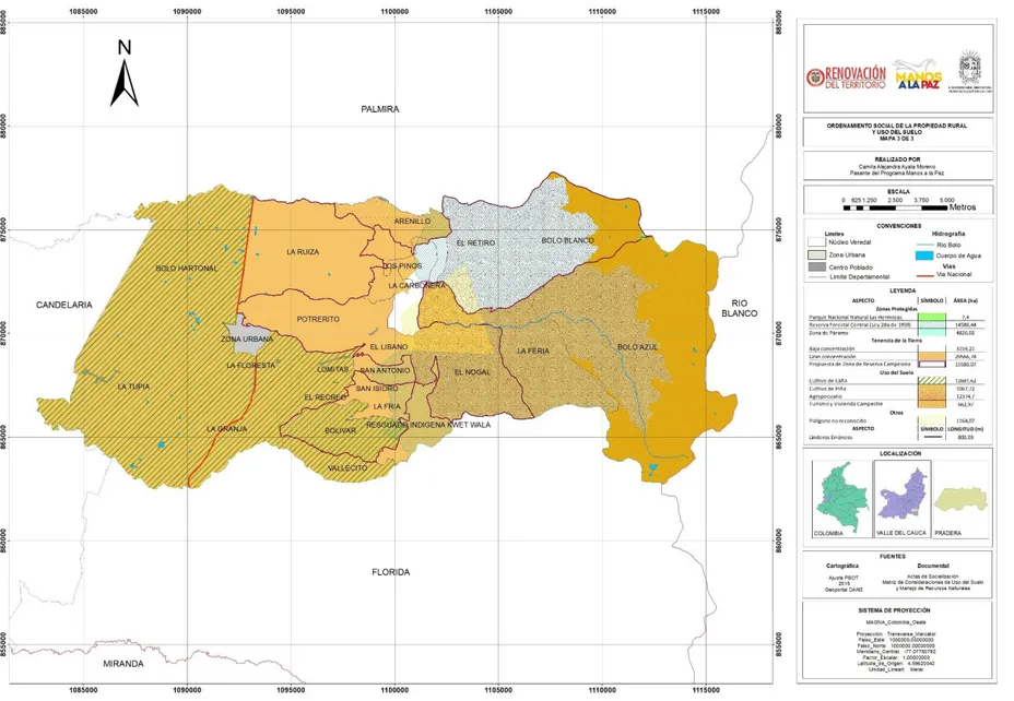 Figura 5. Mapa de Ordenamiento Social de la Propiedad Rural y Uso del Suelo. Fuente: Autora, 2017 