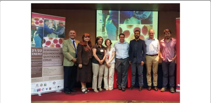 Fig. 2 Members of the organizing committee of the first meeting “Cystic echinococcosis in Chile, update in alternatives for control and diagnostics in animals and humans ”