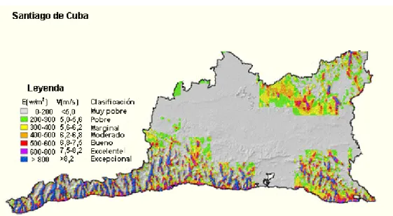 Figura 1.2 Zonas con buen potencial eólico en la provincia de Santiago de  Cuba 