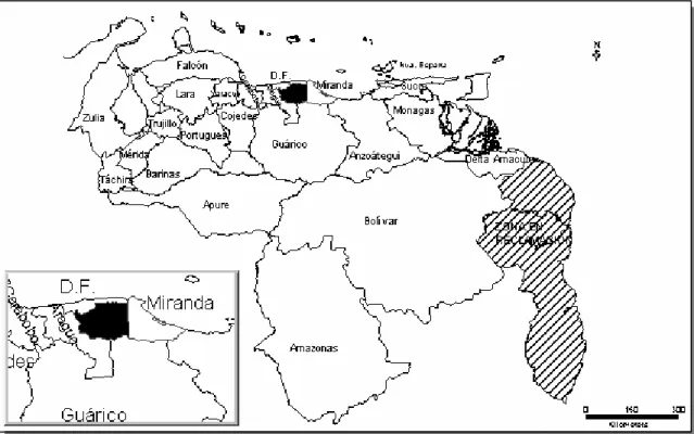 Figura 1: Ubicación Relativa del Módulo I de la Cuenca del Río Tuy. 