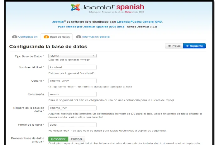 Ilustración 5 Paso 2 asignación de base de datos 
