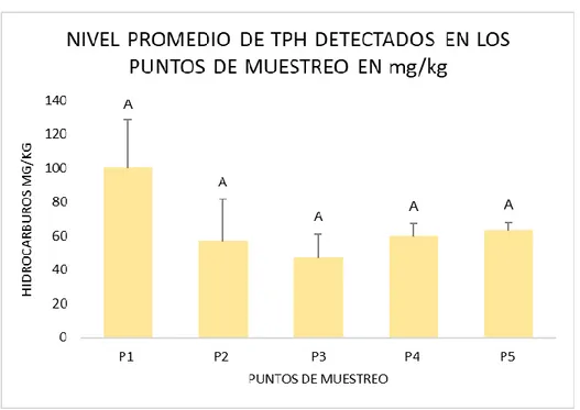 Tabla 5. Concentración promedio de TPH en cada punto de muestreo. 