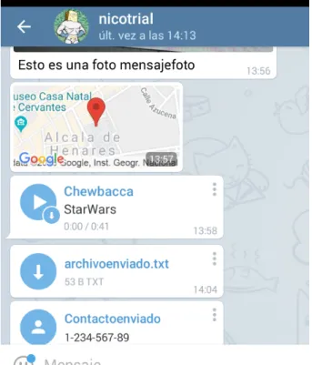 Figura 3.2: Pantalla Telegram mensajes pruebas