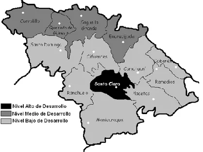 Figura  2.2.  Mapa  de  los  Niveles  de  Desarrollo  Municipal  en  los  municipios  de  la  provincia de Villa Clara