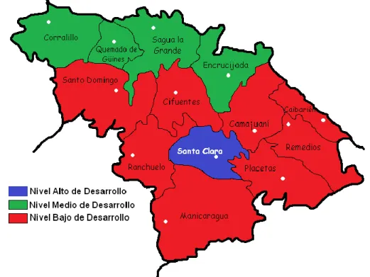 Figura 1 Mapa de los niveles de desarrollo de Villa Clara (2005-2015) 