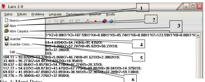 Fig. 4: Menú Datos. 