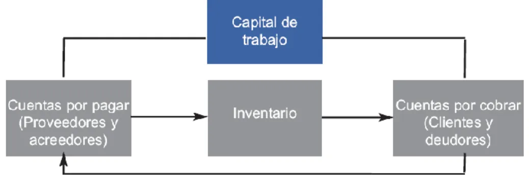 Fig. 1.2. Relación entre los elementos del capital de trabajo.  