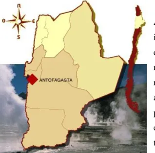 Ilustración 1: Mapa con la ubicación de  Antofagasta . 