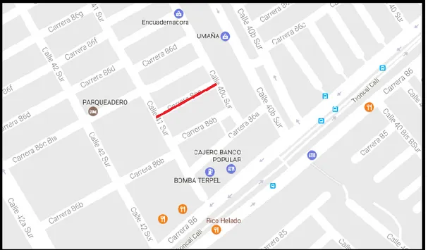 Ilustración 3: Ubicación tramo barrio Patio Bonito (Carrera 86C)  Fuente: Google Maps 