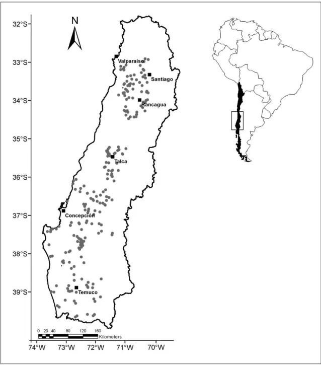 Figure 2: Location of the soil data (soil pits) from soil surveys. 