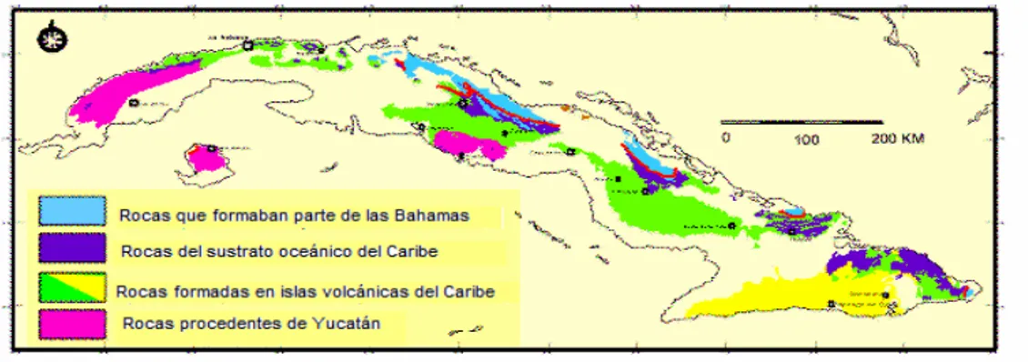 Fig. 1.10 Origen de las rocas cubanas 