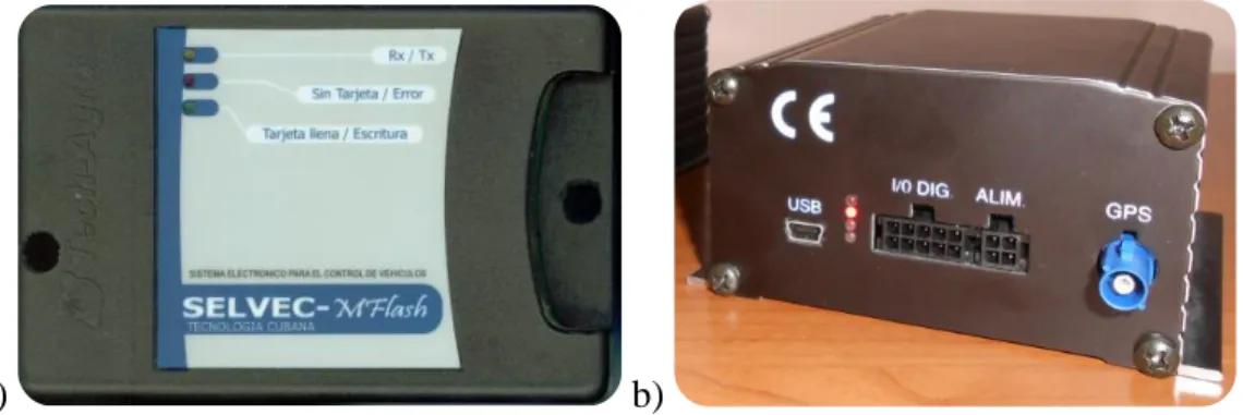 Figura 1.5. a) Computador Techagro SELVEC-MFlash. b) Computador IRIS 707. 