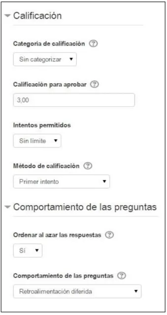 Figura 2.7: Configuración de calificación. 