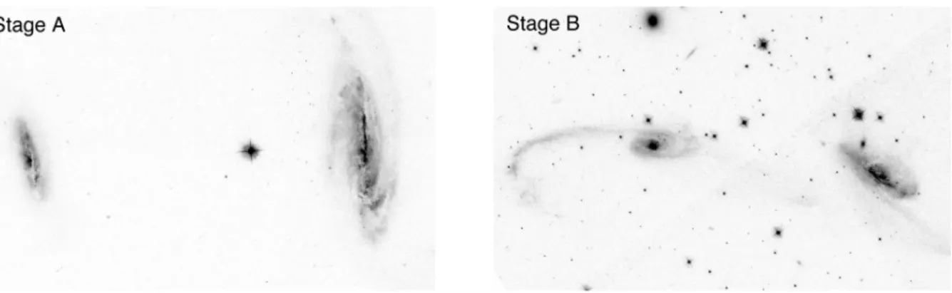 Figure 1. Merger stages of U/LIRGs from the GOALS sample. HST images of four systems in different merger stages: IRAS F11231 +1456 (stage A, F435W), ESO 069 −IG006 (stage B, F435W), NGC 6090 (stage C, F814N) and IRAS F23365+3604 (stage D, F435W)