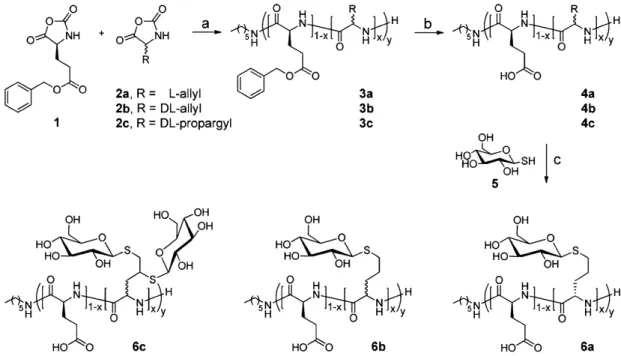 Figure 24. Synthesis of Glucocopolypeptides by NCA Copolymerization and Thiol-Ene/Yne  Photochemistry