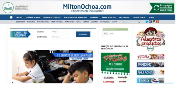 Figura 8. Vista de la página de ingreso Milton Ochoa®, obtenida de:  https://miltonochoa.com.co/home/index.php 