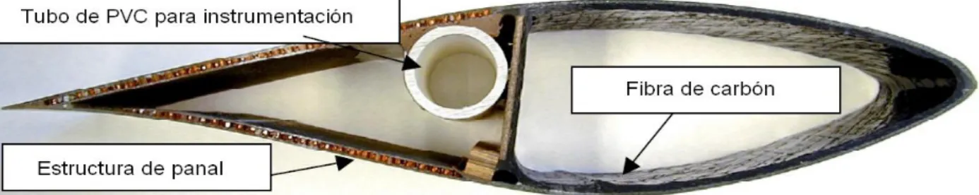 Figura 2.1 Corte transversal de una pala construida con el perfil S809 