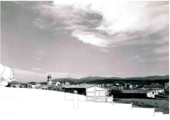 Fig. 07.  Sección topografíca y ubicación de la casa de J.A.Coderch. (Rodríguez, 2016)
