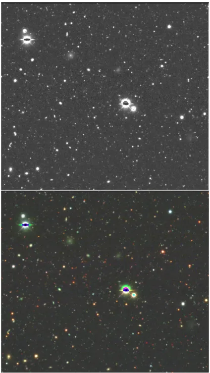 Figure 9: Top panel: Random field of our NGFS central pointing as seen through the g-band filter