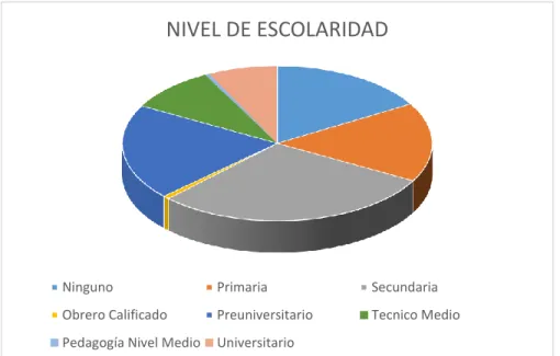 Gráfico Nº 3  Nivel de escolaridad según resultados priliminares del Censo, 2012 4  (obtenidos  en la oficina de estadistica de Manicaragua) 