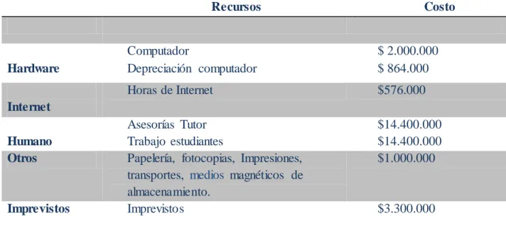 Tabla  3  Recursos  Financieros 