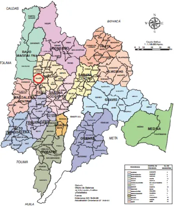Figura 20. Departamento de Cundinamarca resaltando la ubicación del municipio de Villeta