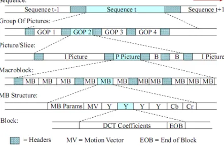 Figura 1.5 Estructura de la trama elemental de video MPEG-2 [12]. 