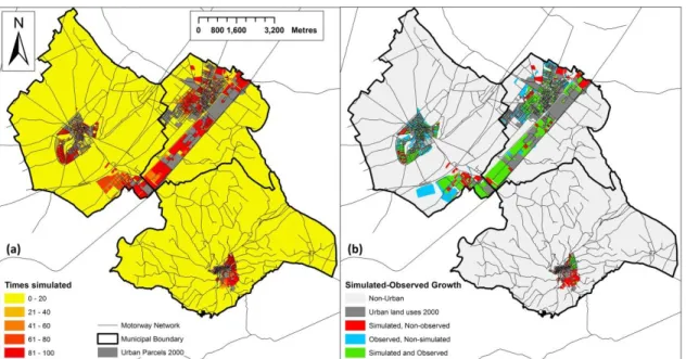 Figure  10.  (a)  Frequency  map  of  parcels  developed  after  running  100  simulations  of  MUGICA C1 with α=0.4