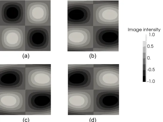 Figure 5: Registration results and comparison for α = µ = λ = 0.5. (a) Reference image R