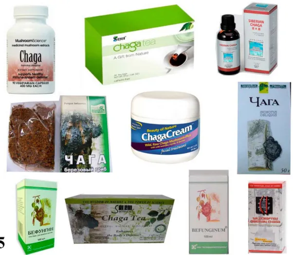 Fig. 5. Distintas presentaciones con las que se comercializa el “chaga”.