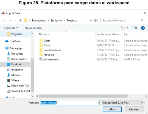 Figura 28. Plataforma para cargar datos al workspace 