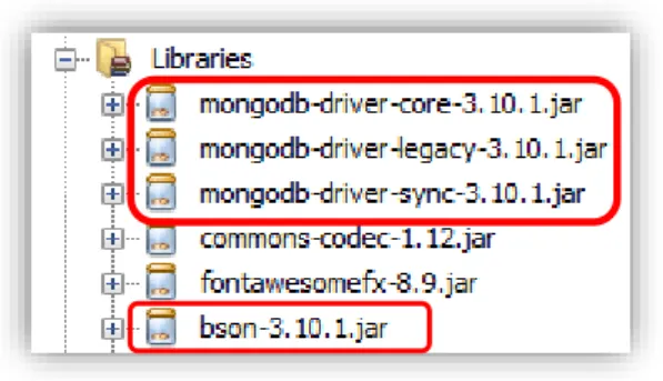 Ilustración 29: Librerías necesarias para usar el controlador de MongoDB 
