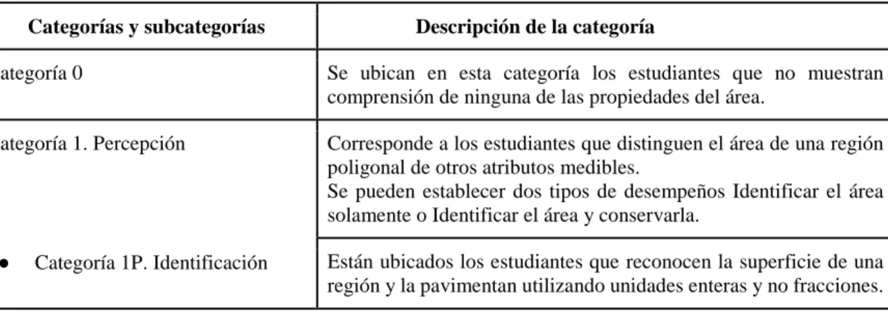 Tabla 2: Descripción de las categorías y subcategorías de análisis. 