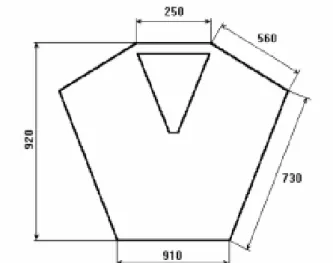 Figura 1. Dimensiones del bloque, cara frontal. Según [3] 