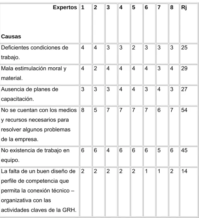 Figura 4: Tabla o matriz de juicio de los expertos. 