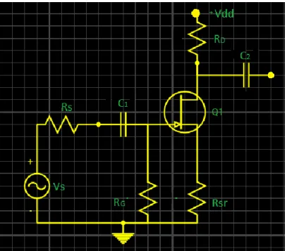Figura 2.18. Amplificador Fuente común con Rsr. 