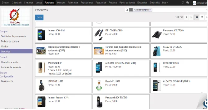 Figura 3.3 Productos existentes. 