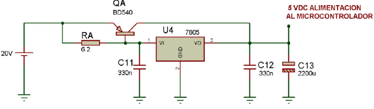 Figura 2.7 Circuito de alimentación del microcontrolador.