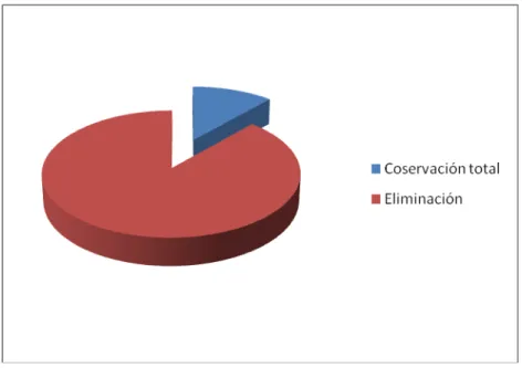 Gráfico 1. Documentos conservados totalmente y documentos  eliminados. 