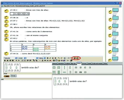 Figure 5: Example of the equation editor and its use in synchronous interaction.