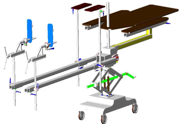 Fig. 23. Modelo en 3D de la mesa quirúrgica para operación de cadera. 